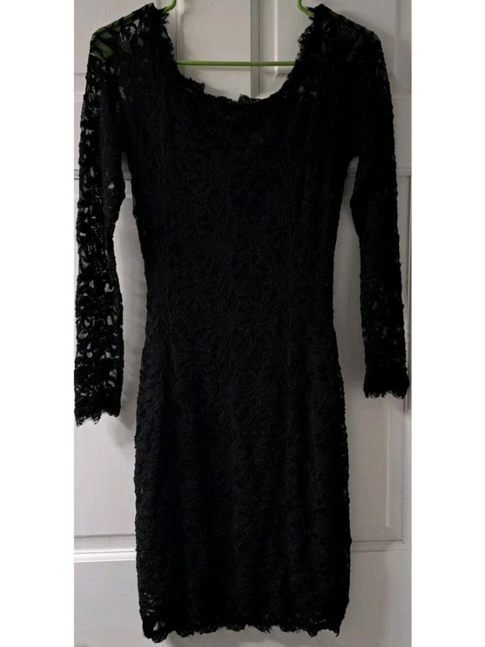 Black Lace Long Sleeve Bodycon Dress By Jump Apparel Size L - Picture 2 of 5